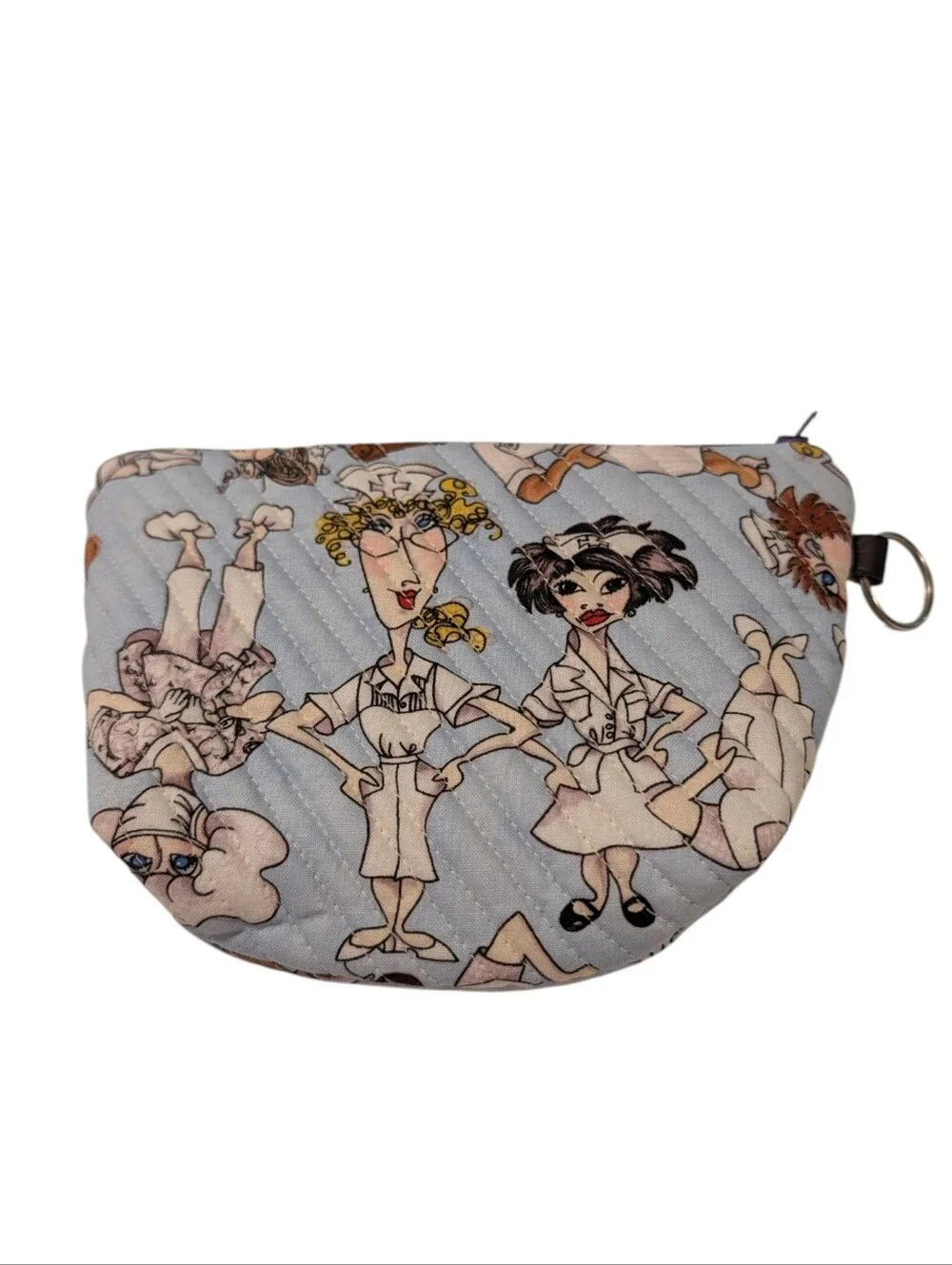 Nurse Cartoon Quilted Cosmetic Zip Pouch